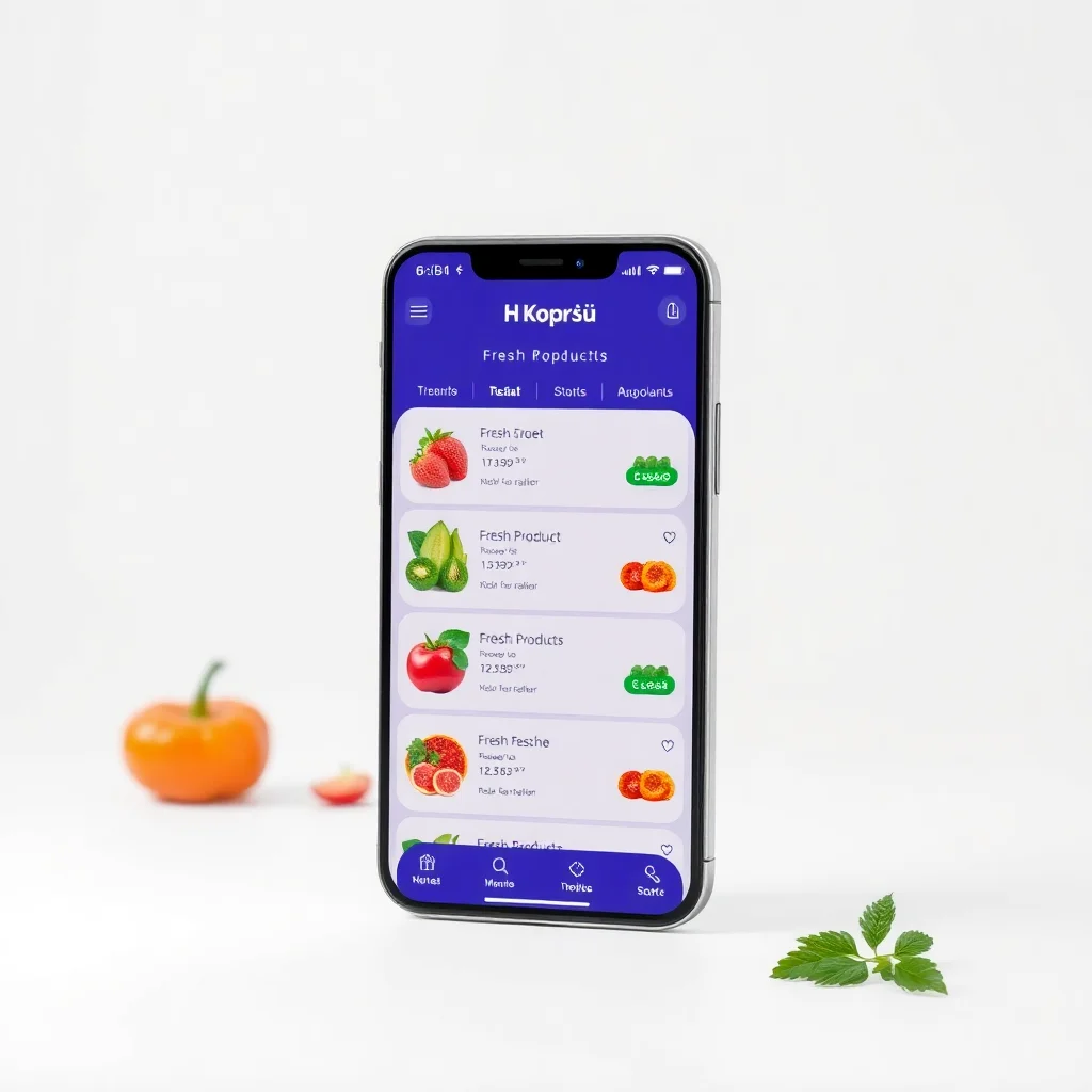A mockup of the Hasat Köprüsü mobile application interface showing a list of fresh products.